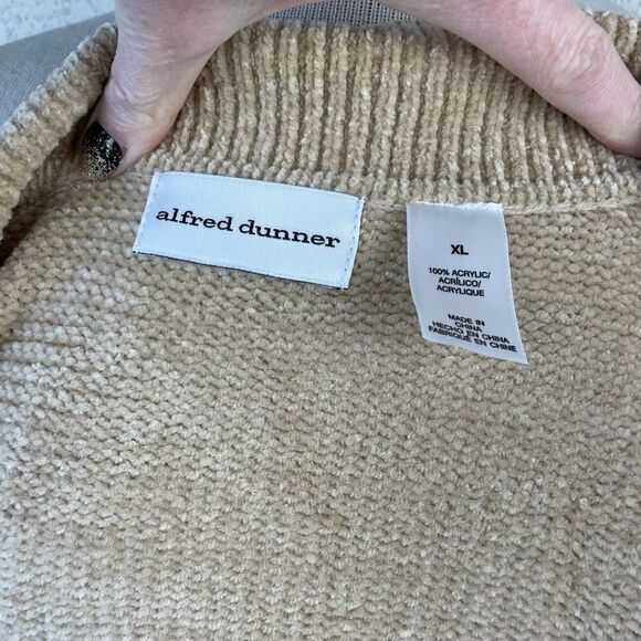 EUC Alfred Dunner Womens Zip Up Tan 100% Acrylic Cardigan Sweater Size XL - Picture 5 of 5